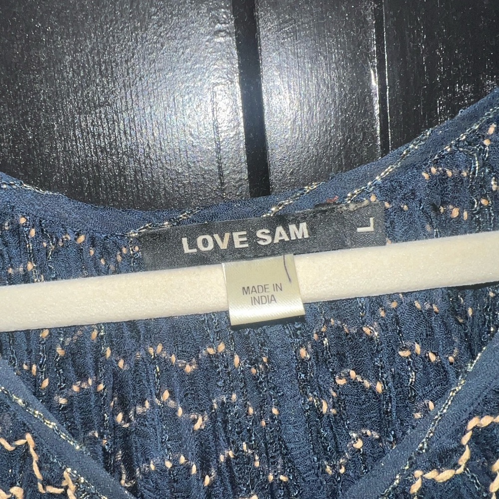 Anthro Love Sam Sheer Metallic Peasant Blouse - Picture 3 of 6